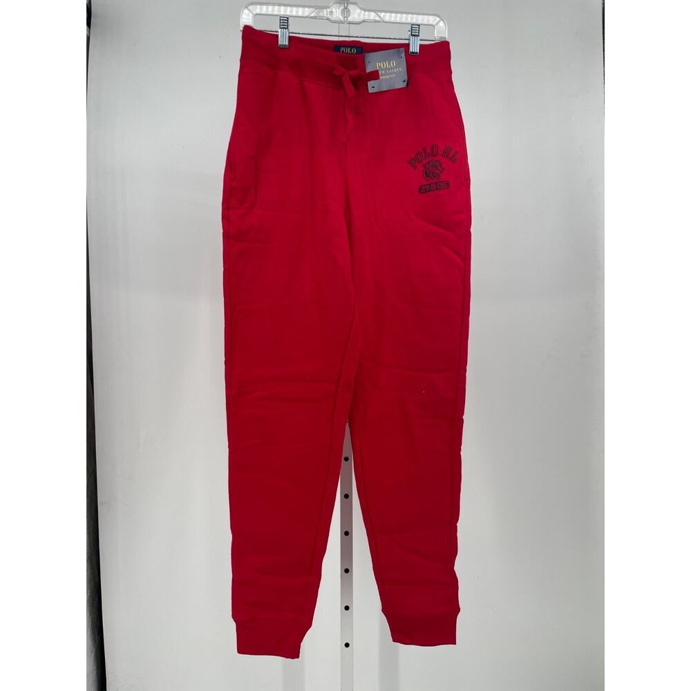 Polo Ralph Lauren Mens Jogger Pant M Red Drawstring Tie Tapered Leg Sleepwear